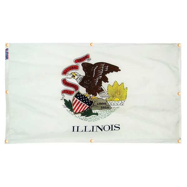 Illinois Flag with Grommets Along the Edges for Wall Hanging - Image 4
