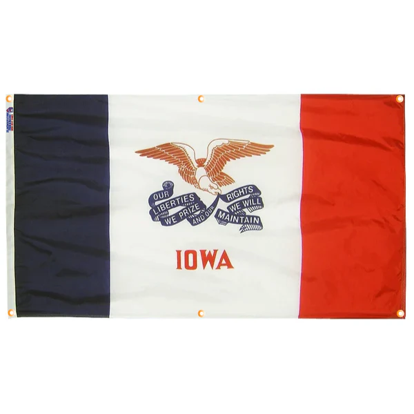 Iowa Flag with Grommets Along the Edges for Wall Hanging - Image 3
