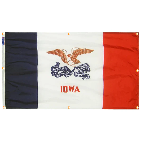 Iowa Flag with Grommets Along the Edges for Wall Hanging - Image 4