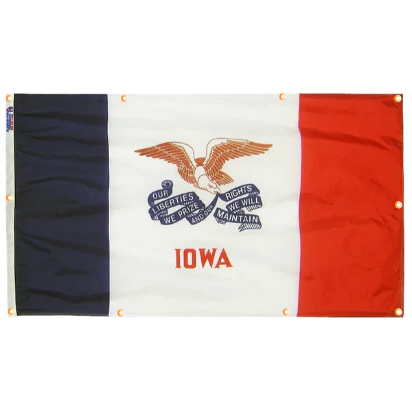 Iowa Flag with Grommets Along the Edges for Wall Hanging - Image 5