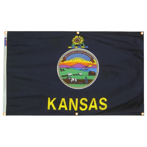 Kansas Flag with Grommets Along the Edges for Wall Hanging - Image 3
