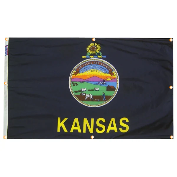 Kansas Flag with Grommets Along the Edges for Wall Hanging - Image 4