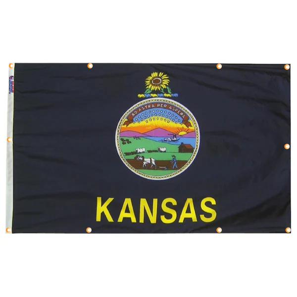 Kansas Flag with Grommets Along the Edges for Wall Hanging - Image 5