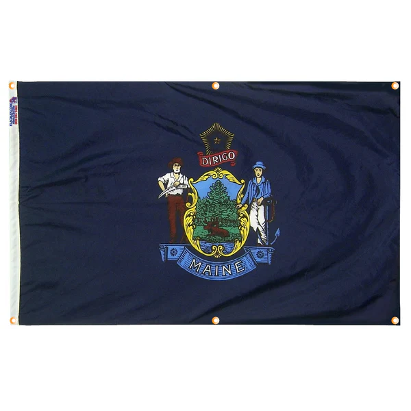 Maine Flag with Grommets Along the Edges for Wall Hanging - Image 3