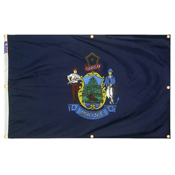 Maine Flag with Grommets Along the Edges for Wall Hanging - Image 4