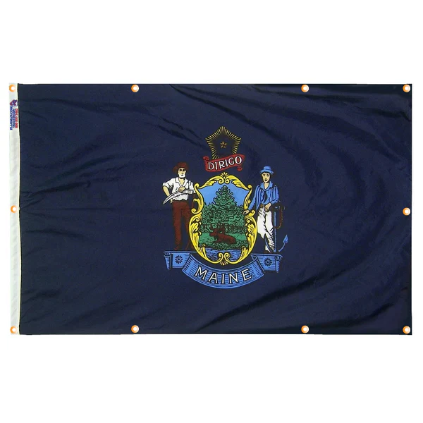 Maine Flag with Grommets Along the Edges for Wall Hanging - Image 5