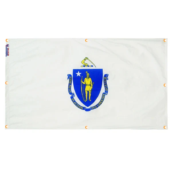 Massachusetts Flag with Grommets Along the Edges for Wall Hanging - Image 4