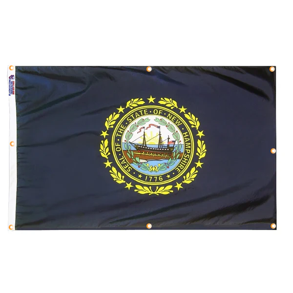New Hampshire Flag with Grommets Along the Edges for Wall Hanging - Image 4
