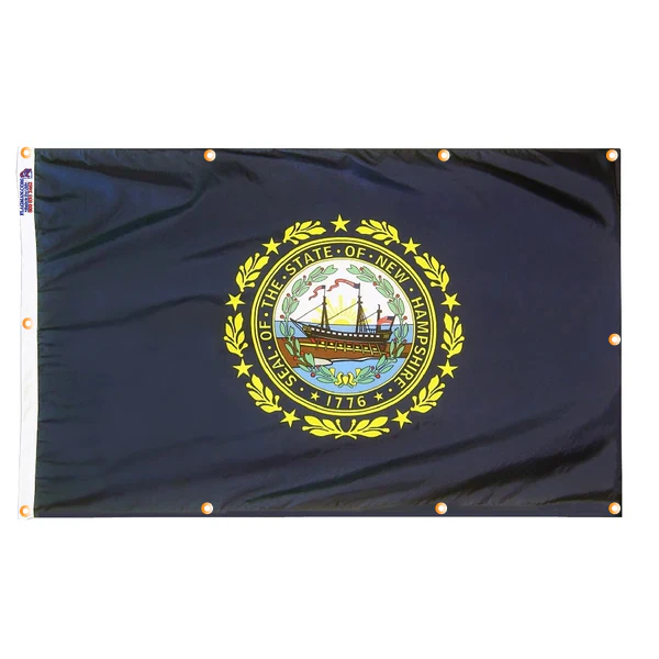 New Hampshire Flag with Grommets Along the Edges for Wall Hanging - Image 5